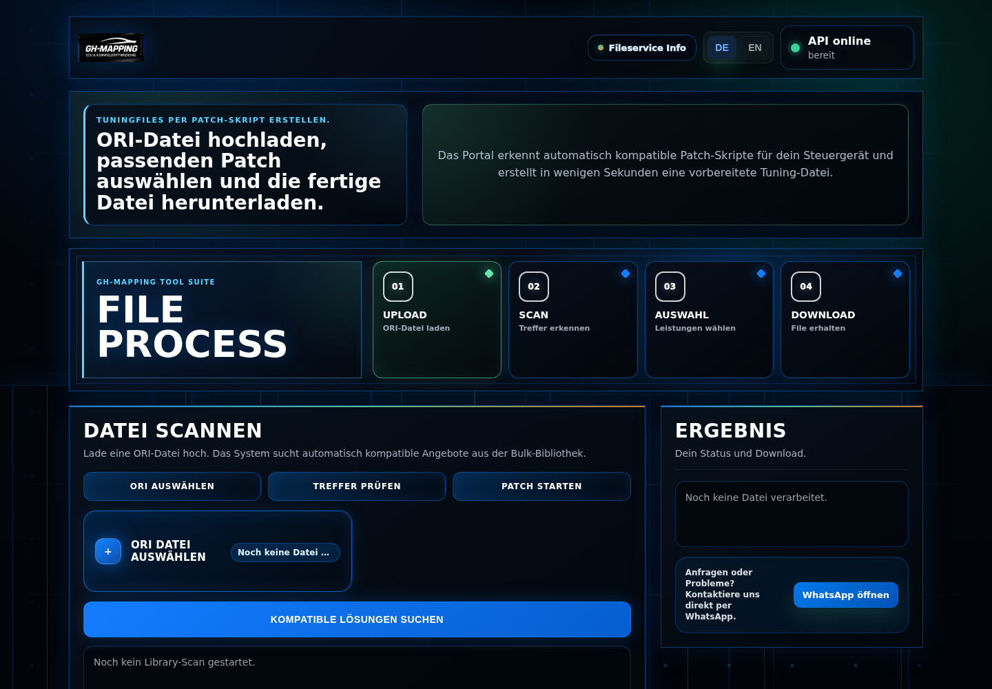 GH Mapping White-Label Patch Portal Desktop Ansicht