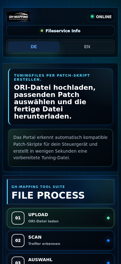 GH Mapping White-Label Patch Portal mobile Ansicht